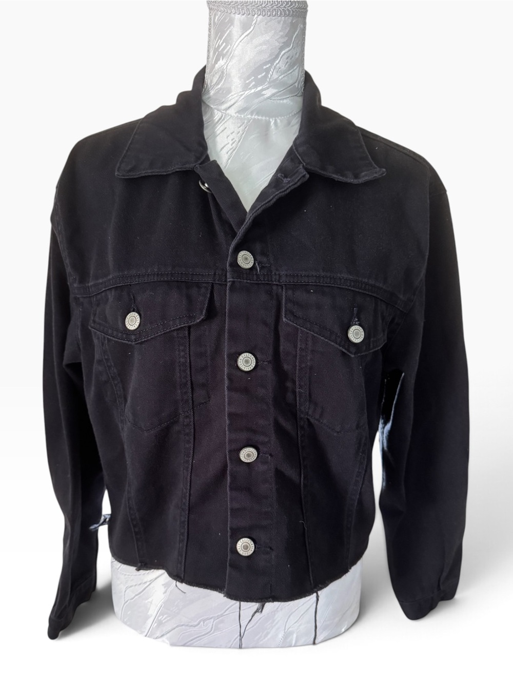 John Galt (Brandy Melville) black cropped denim trucker jacket